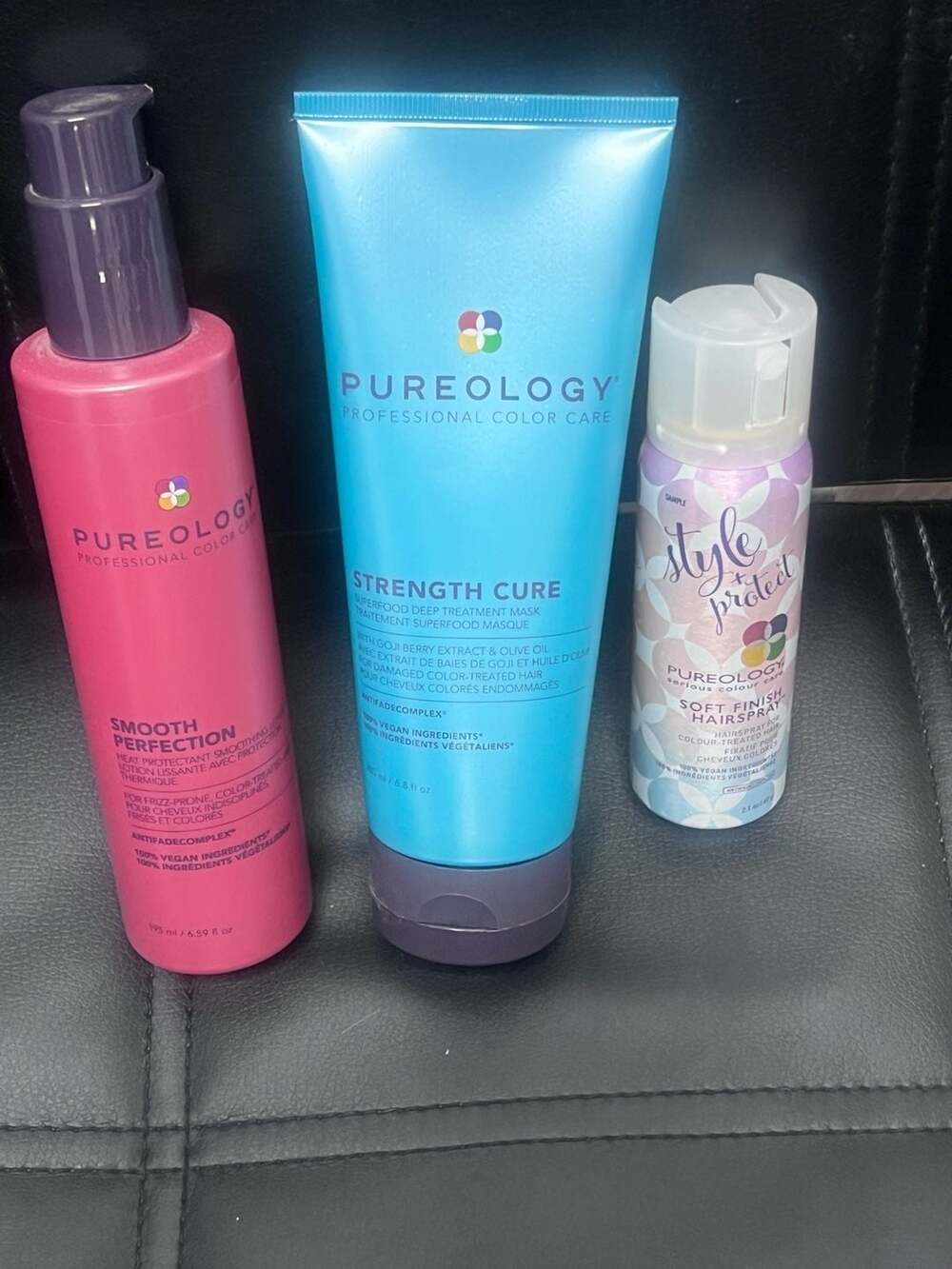 Pureology full size Strength Cure, full size smooth perfection and mini soft fin